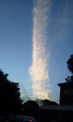 飛行機雲それとも地震雲