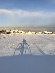 25日の出勤時　雪が旭に照らされてすごくきれいでした