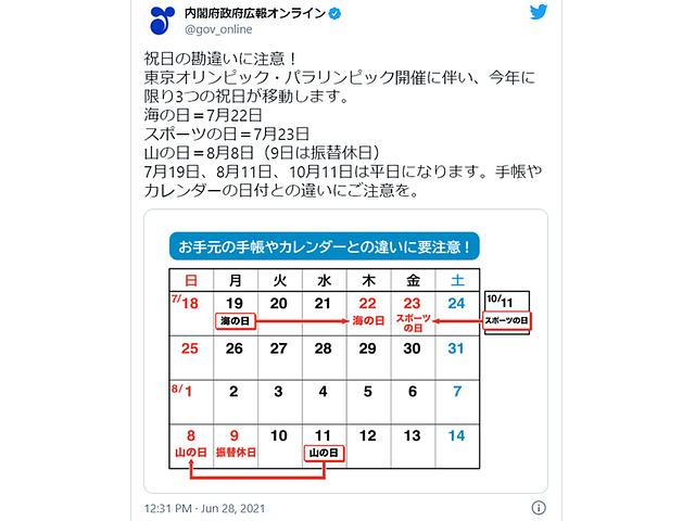 祝日移動の混乱