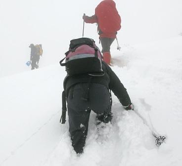 厳冬期伊吹山で遊ぶ