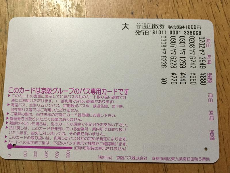バスカードきっちり使いきり