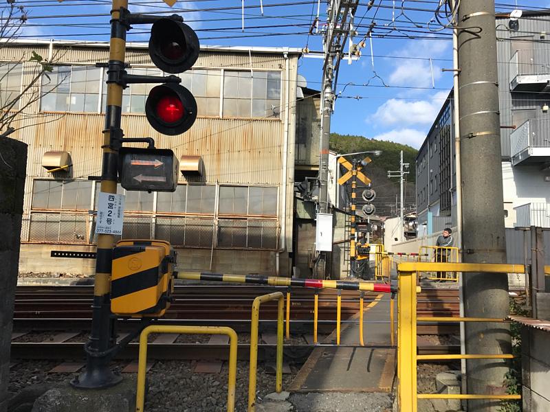 狭い踏み切り