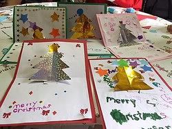 12月14日のレッスン　クリスマスカード作り