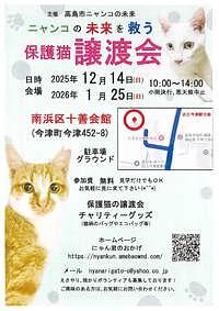【12/14(日)、1/25(日)】ニャンコの未来を救う 保護猫譲渡会