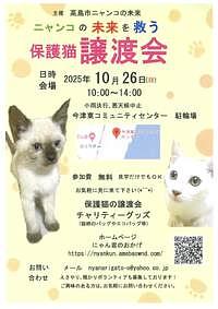 【10/26(日)】ニャンコの未来を救う　保護猫譲渡会