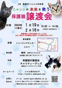 【１／１９（日）、２／１６（日)】ニャンコの未来を救う　保護猫譲渡会