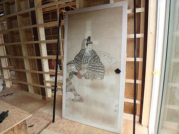 古民家リノベーション　古い襖絵　欄間