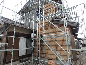 耐震補強工事と焼板の外壁